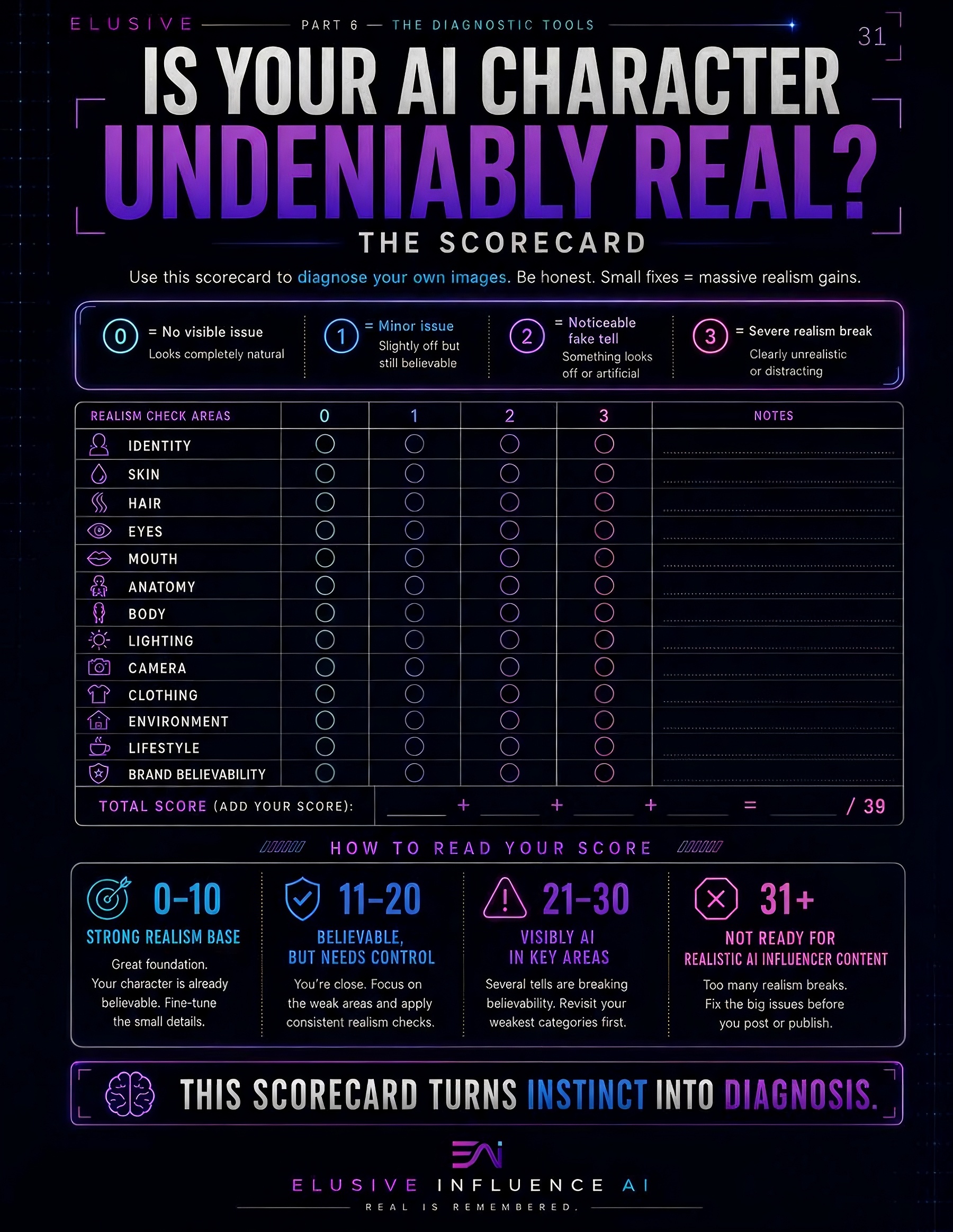 Is your AI character undeniably real scorecard